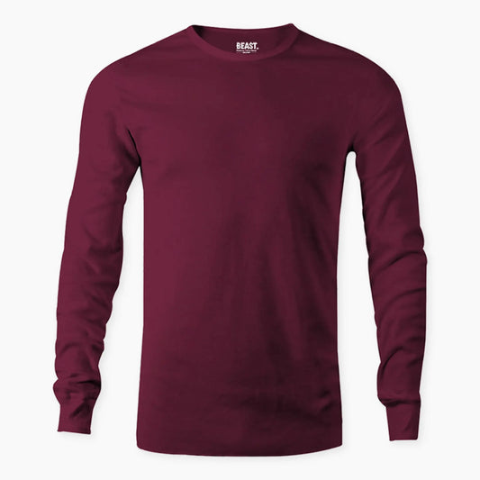 BEAST Maroon Long Sleeve T-shirt - TWOBERRY