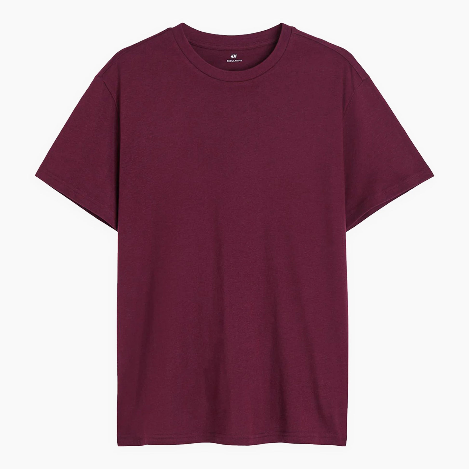 H M Dark Burgundy T shirt Regular Fit Crew Neck Short Sleeve TWOBERRY