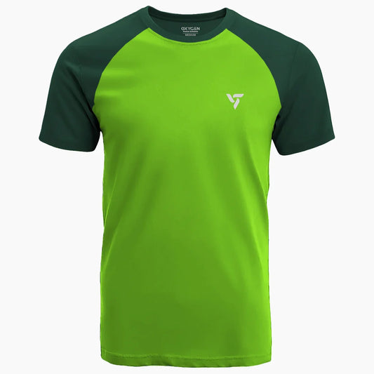 OXYGEN SPORTS Neon Green & Jungle Green T-shirt - TWOBERRY